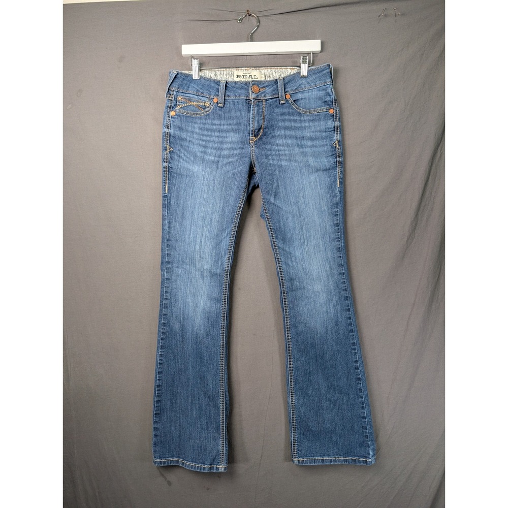 Ariat Real Mid Rise Bootcut Jeans 30R Medium Wash Blue Denim 7528